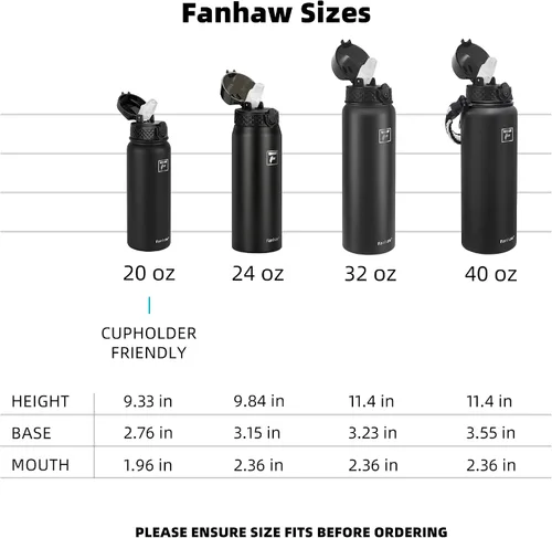 Vista 6 de Fanhaw Botella de agua de acero inoxidable aislada para niños de 20 onzas con tapa con popote, a prueba de fugas y antipolvo, botella de uso diario