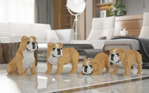 Vista 2 de JEKCA Bulldog inglés 01S-M03 Bloques de construcción de plástico para perros Edad 14+ Marrón claro