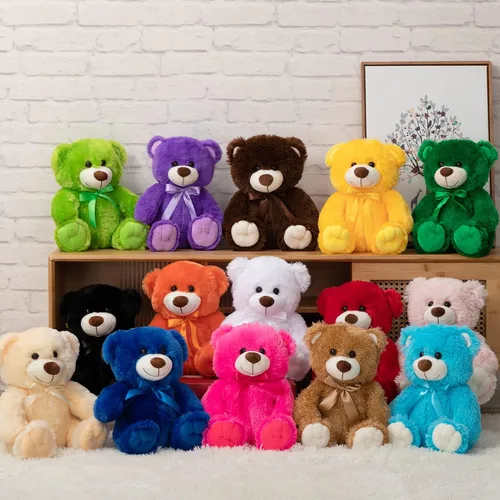 Vista 6 de Oso de peluche súper color, juguete de peluche para niños, novia, familia, felicitaciones, baby shower, cumpleaños, beige, 14 pulgadas