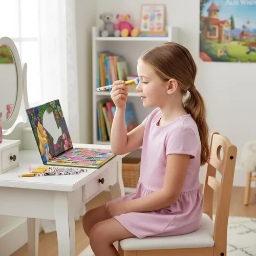 Vista 4 de Disney Alicia en el País de las Maravillas Juego de 8 brochas de maquillaje para sombra de ojos, iluminador, rubor, pelo suave, kit de maquillaje