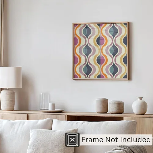 Vista 4 de Ethan Taylor Abstract Wall Art Prints Unframed Square Posters 'Retro 70s Hippie Groovy Pattern XV' Retro Home Décor for Living Room, Bedroom