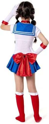 Vista 4 de Wolancy Sailor Moon Venus Júpiter - Disfraz de cosplay para mujer, falda Gilrs para Halloween, calcetines con lazo