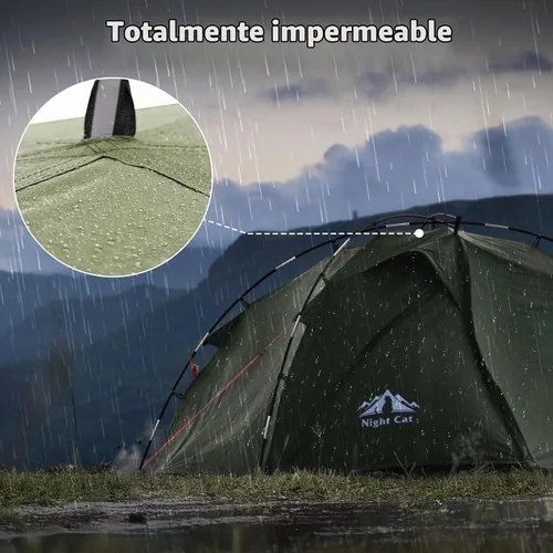 Vista 6 de Night Cat Tiendas de campaña para mochileros 2 personas Configuración rápida Tienda de camping de senderismo con poste plegable Doble capa Dos