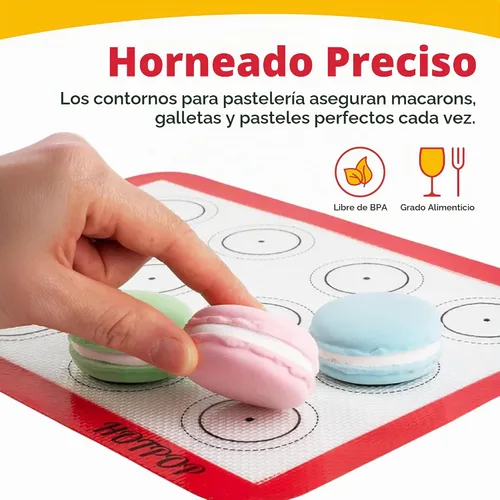 Vista 4 de HOTPOP Esteras de Silicona para Hornear 0.75mm - Láminas de Silicona Antiadherentes para Bandejas de Hornear y para Enrollar con Contornos