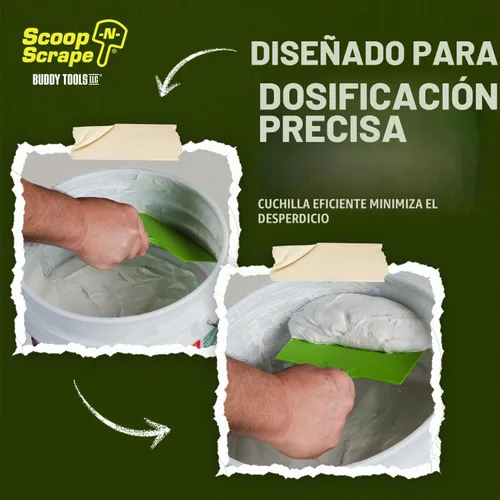 Vista 4 de Buddy Tools - Cuchara curvada para cubos de 5 galones, raspador de cubo de nailon para barro de paneles de yeso, pintura, resina epoxi, raspa cubos