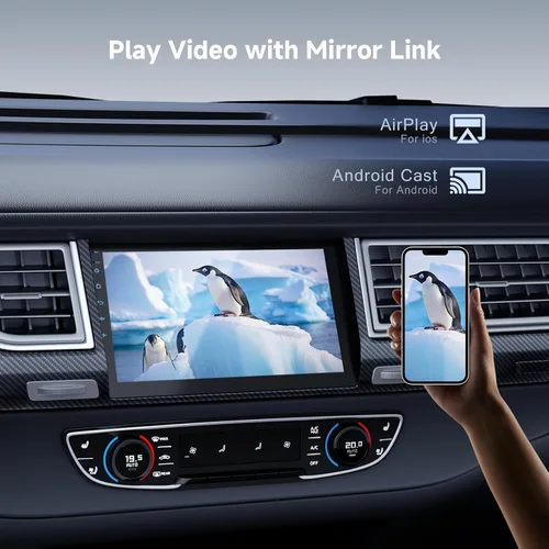 Vista 5 de Haudio - Estéreo de coche Android de 9 pulgadas con doble DIN (RAM4GB+ROM64GB) para Apple Carplay y Android Auto, radio de coche con cámara trasera