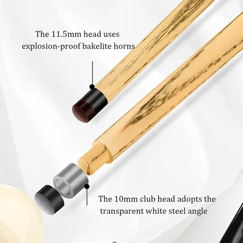 Vista 5 de Tacos de billar profesionales 145cm Snooker cue, 3/4 Split, 17-18 oz, Chinese Black Eight, American Nine Ball(Color:a,Size:10mm)