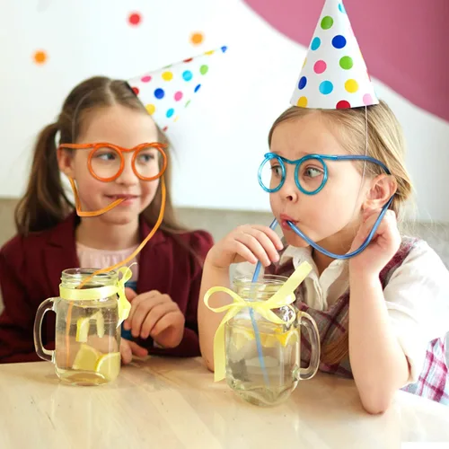 Vista 7 de 8 vasos de paja tontos, pajitas locas y divertidas, novedosas gafas para beber para reuniones anuales, fiestas divertidas, cumpleaños, varios