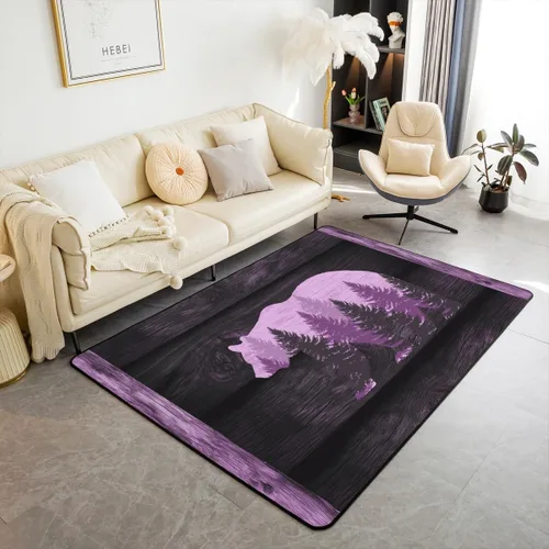 Vista 29 de Castle Fairy Bear Family - Alfombra antideslizante de 3 x 5 pies, diseño de animales salvajes, color negro, para niños, adolescentes y adultos