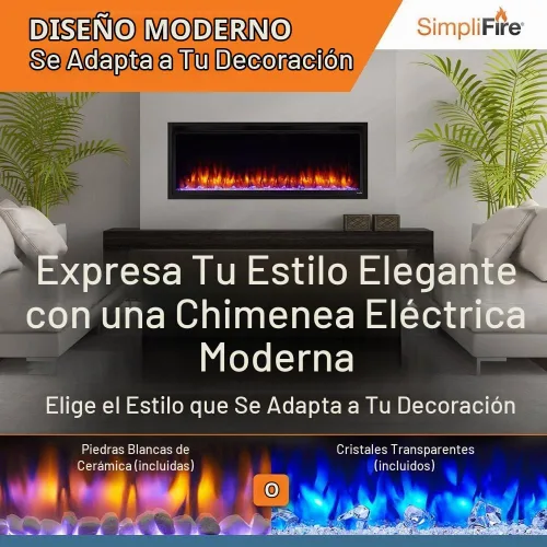 Vista 2 de SimpliFire Chimenea eléctrica lineal Allusion Platinum de 50 pulgadas (SF-ALLP50-BK)
