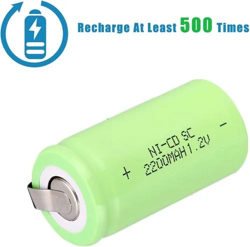 Vista 4 de Ni-Cd 1.2V 2200MAH Batería Recargable Sub C SC Baterías (Verde* 6)