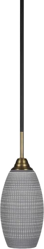 Vista 65 de Toltec Lighting Paramount - Mini colgante de 1 luz en acabado negro mate con cristal de arte perla de 7 pulgadas y estilo negro