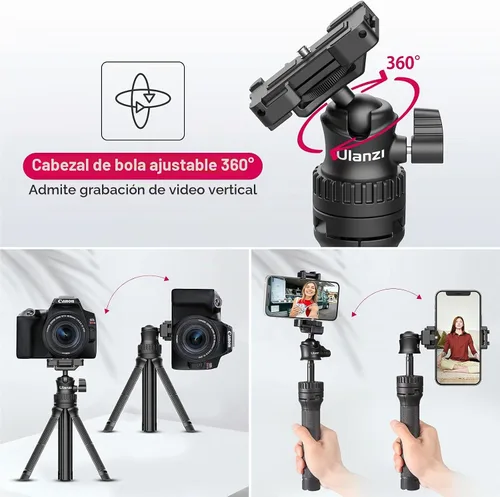Vista 3 de ULANZI Trípode extensible todo en uno MT-34 con cabezal esférico ajustable 360°, compatible con iPhone 12 Pro Max/12 Mini/11 Pro Max/XR/X, teléfono