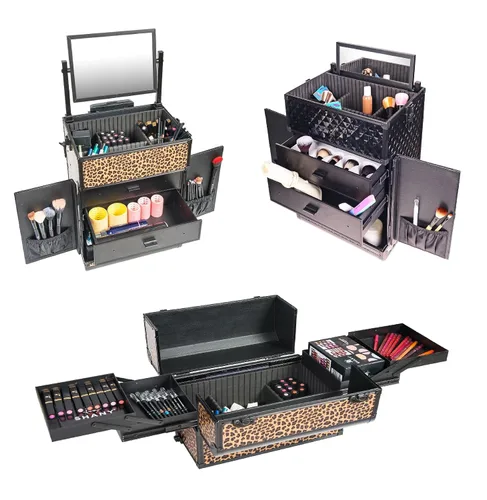 Vista 8 de Shany Rebel Series Pro Artistas de maquillaje Rolling tren y Trolley Case