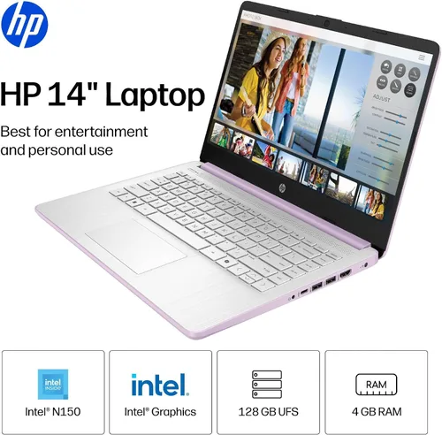 Vista 2 de Computadora portátil HP 2026, CPU Intel N150, Office 365, 128GB UFS