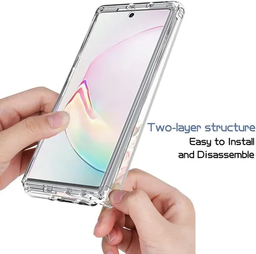 Vista 4 de Funda para Galaxy Note 10 Plu/Note 10+ 5G SM-N975U con protector de pantalla de vidrio templado, carcasa rígida de diseño floral de cuerpo completo
