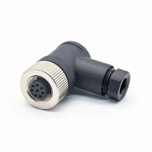 Vista 13 de Elecbee M12 4-Pin A-Coded Hembra Conector de la prenda impermeable IP67 de la terminación de la junta de tornillo de ángulo recto no blindado