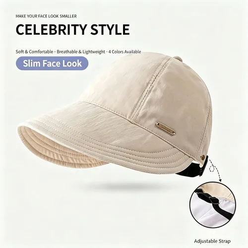 Vista 4 de Sombreros de visera ancha para mujer, sombrero de sol UPF 50+ para viajes Beige