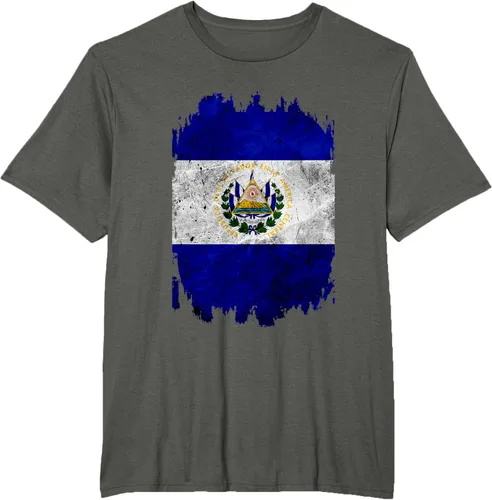 Vista 7 de Camiseta con bandera de El Salvador de El Salvador con diseño de bandera de El Salvador, Negro, S