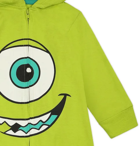 Vista 4 de Disney Monsters Inc - Disfraz de niño con capucha y cremallera para recién nacidos, bebés y niños pequeños, color azul o verde