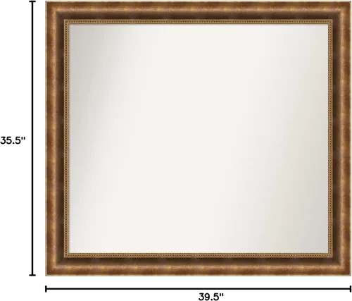 Vista 770 de Amanti Art Espejo de pared personalizado no biselado (25 x 25 pulgadas), marco de bronce acentuado, varios tamaños personalizados, espejo de baño