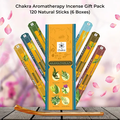 Vista 8 de Paquete de regalo de incienso de aromaterapia – 120 varillas naturales (6 cajas) – Relajante, alivio del estrés, meditación, refrescante