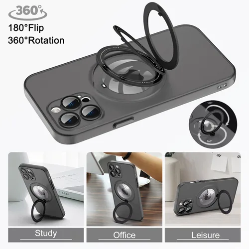 Vista 4 de Funda magnética para iPhone 14 Pro, con anillo de soporte, [compatible con Magsafe] [protección de cámara] grado militar a prueba de golpes