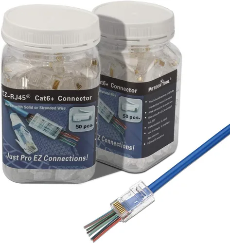 Vista 3 de RJ45 CAT6 CAT6A - Conector de paso de 23 AWG, paquete de 50 cables - End Bold Ethernet 8P8C - Enchufe modular chapado en oro