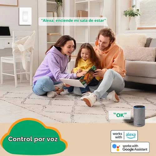 Vista 6 de Interruptor Inteligente Zigbee sin Neutro Requerido Interruptor de Luz Inteligente de Paleta Basculante de 1 Canal Compatible con Alexa