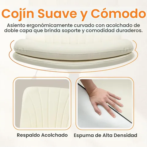 Vista 6 de NEO CHAIR Silla cruzada con ruedas, escritorio de oficina con patas Marfil Pu