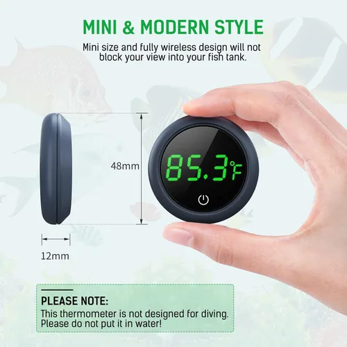Vista 7 de Termómetro digital para tanque de peces PAIZOO con pantalla LED precisa de ±0.9°F, termómetro de acuario para medición de temperatura adecuado