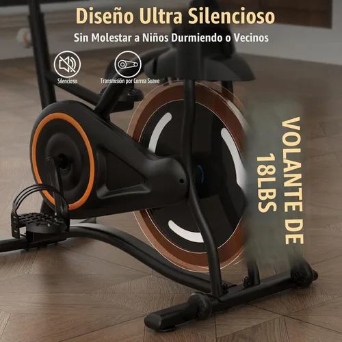 Vista 3 de Hillhub Bicicleta de Ejercicio, Bicicletas Estacionarias para el Hogar con Sensor de Pulso de Agarre y Ajuste de Resistencia Sin Escalones, Negro