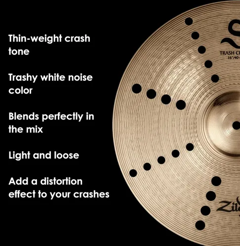 Vista 4 de Zildjian Platillo de choque de basura S16TCR de 16" S
