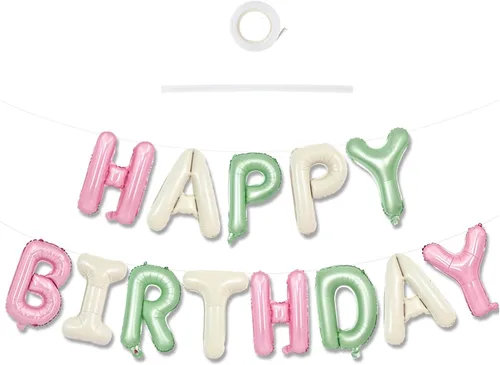 Vista 63 de TONIFUL Pancarta de Globos Negros de Feliz Cumpleaños de 16 Pulgadas con Letras de Papel de Aluminio Mylar, Cartel Banderín Reutilizable