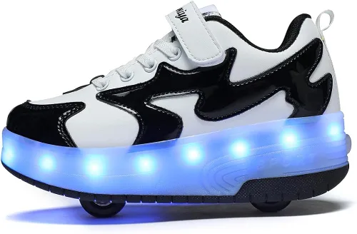 Vista 3 de Nsasy Zapatos de ruedas para niñas y niños, zapatos de ruedas para niños, zapatos de ruedas con luz LED para niños