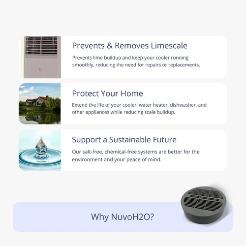 Vista 4 de NuvoH2O Discos preventivos de escamas evaporativas enfriadoras – Fórmula de refuerzo de cítricos y polifosfato – Reduce y previene la cal – Dura