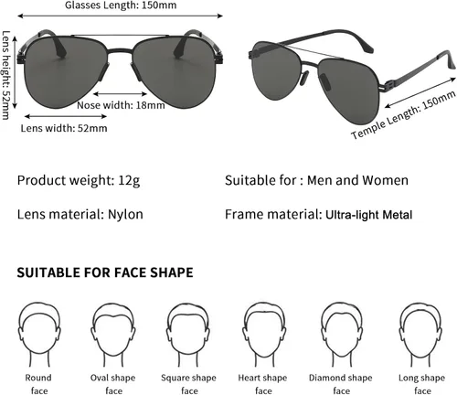 Vista 3 de Fullgren Gafas de sol polarizadas de polígono de gran tamaño para mujeres y hombres, persianas vintage UV400, clásicas grandes gafas de sol de metal