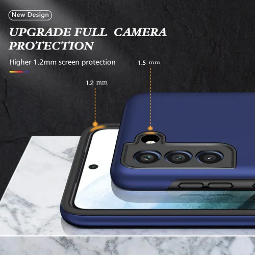 Vista 3 de Funda para Galaxy S21, S21 con protector de pantalla de TPU flexible autorreparable, 2 unidades, grado militar, doble a prueba de golpes, funda