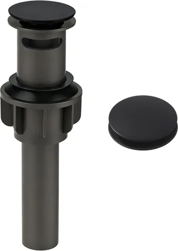 Vista 9 de ARCORA - Drenaje de lavabo con desbordamiento, tapón de lavabo de baño con varilla de elevación, drenaje mate negro para lavabo de recipiente