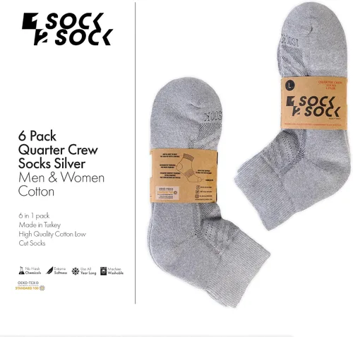 Vista 4 de 1SOCK2SOCK Paquete de 6 calcetines deportivos de algodón para hombres y mujeres, de algodón, corte bajo, calcetines para correr