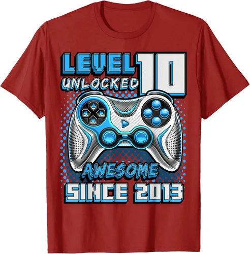 Vista 59 de Level 10 Unlocked Awesome 2013 Video Game 10th Birthday Boy T-Shirt, Negro