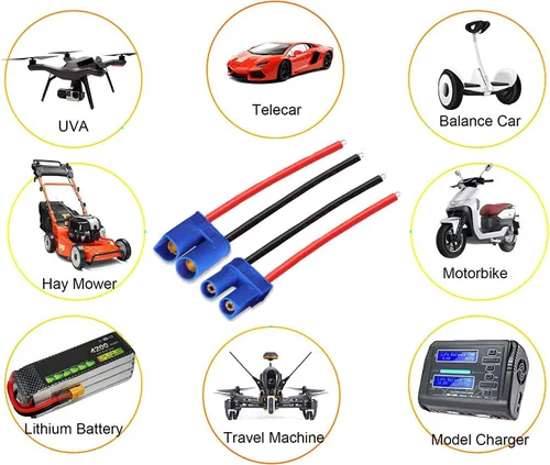 Vista 5 de 5 pares de conectores EC3 macho y hembra con cable de plátano de 14AWG de silicona de 10 cm para batería Lipo de RC (Paquete de 5)