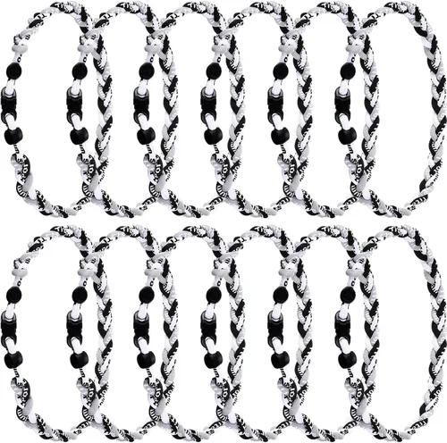 Vista 7 de Zeyune Collar de béisbol de 18 pulgadas para niños, tres cuerdas trenzadas, tornado, titanio, collar de cuerda de béisbol para hombre