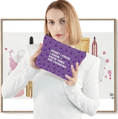 Vista 13 de WZMPA Bolsa de maquillaje cosmética para fanáticos de la música, regalo inspirado en la música, miel, sé que conozco, bolsa de maquillaje con Miel