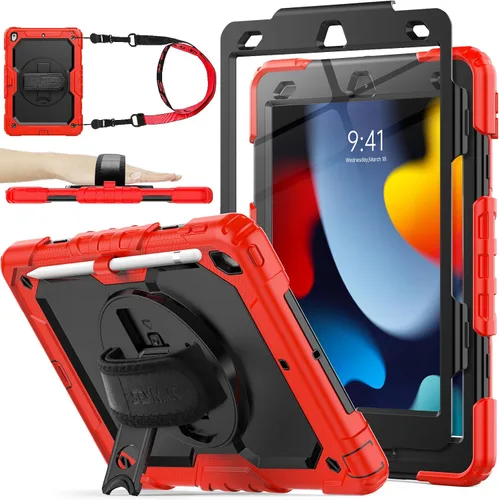 Vista 10 de SEYMAC stock Funda para iPad de 9ª/8ª/7ª generación de 10.2", a prueba de golpes con protector de pantalla, soporte para lápiz
