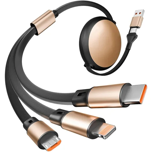 Vista 7 de Cable de carga múltiple 3 en 2, 1 paquete de cargadores retráctiles de 4 pies para todos los dispositivos, adaptador de cable de carga múltiple USBC