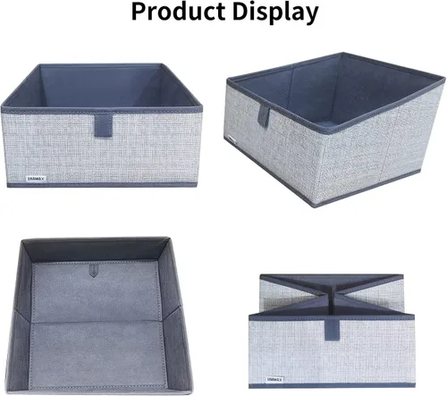 Vista 3 de Paquete de 3 contenedores de almacenamiento para armario, caja de almacenamiento grande trapezoidal, cestas de tela plegables para organizar ropa