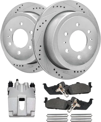 Vista 96 de Detroit Axle - Rotores de freno para Ford 2013-2019 Explorer Taurus Flex Lincoln MKT MKS, rotores de freno de disco ranurados perforados de repuesto