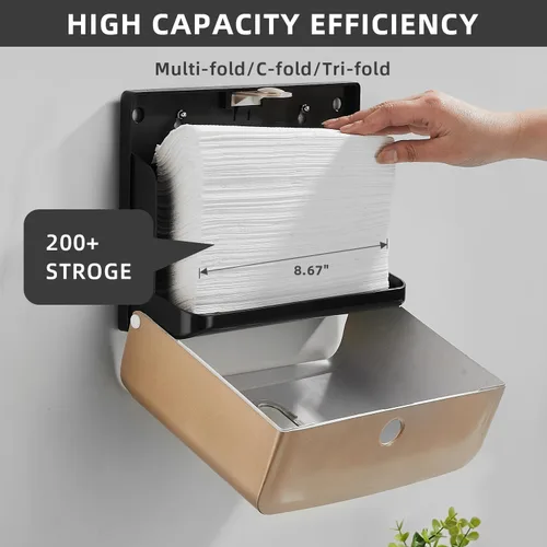Vista 4 de Dispensadores de toallas de papel para montaje en pared: soporte para toallas de papel multidobladas en Z, instalación sin perforación, dispensador