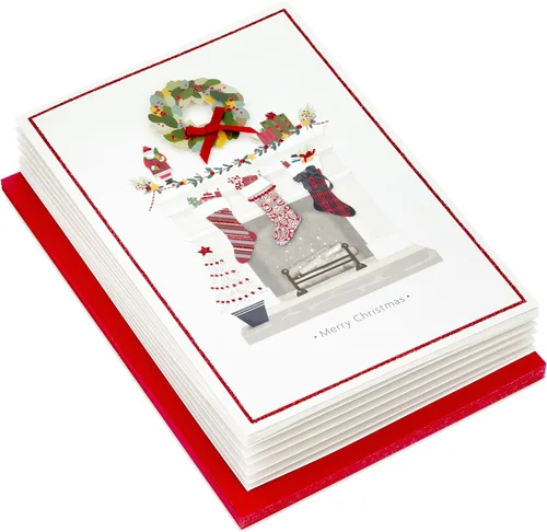Vista 3 de Hallmark - Tarjetas de Navidad hechas a mano en caja (12 tarjetas con sobres) Chimenea, Hogar Feliz